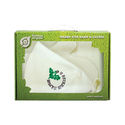 Набор в баню из 3-х предметов (шапка С лёгким паром, рукавица, коврик) арт.41086