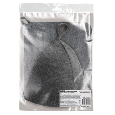 Набор для бани из 2-х предметов (шапка, коврик) серый арт.41183