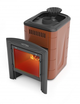 Печь для бани Гейзер Мини 2016 Inox Витра ЗК ТО терракота