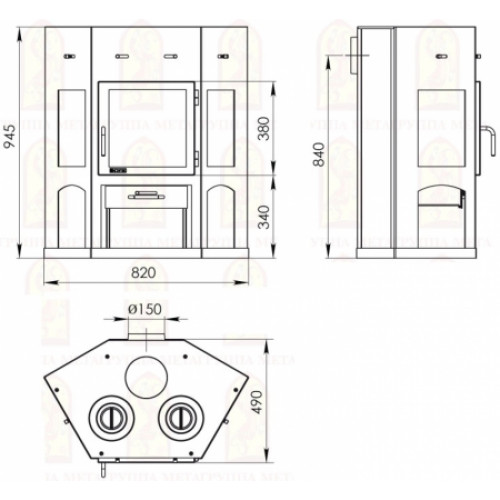Печь-камин “Енисей с плитой”