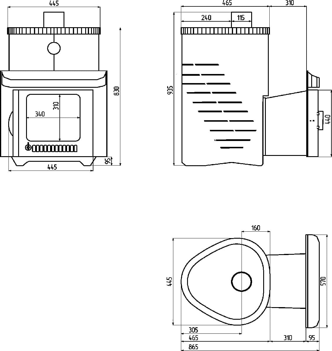Дровяная печь для бани ФЕРИНГЕР МАЛЮТКА В КОЖУХЕ ЛАЙН ДО 18 М³