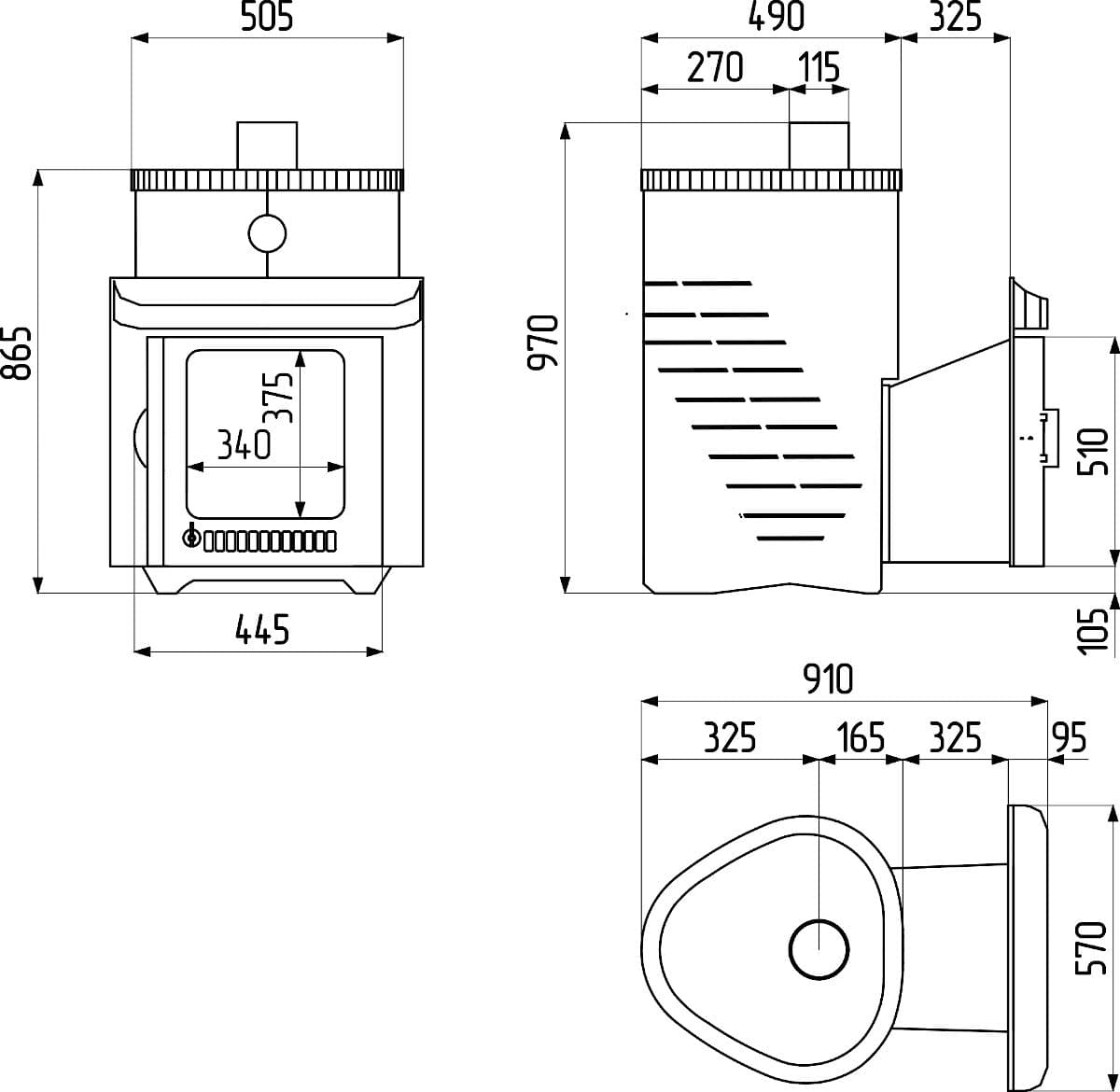 Дровяная печь для бани ФЕРИНГЕР ОПТИМА ПФ ДО 28 М3 В КОЖУХЕ ДУБ