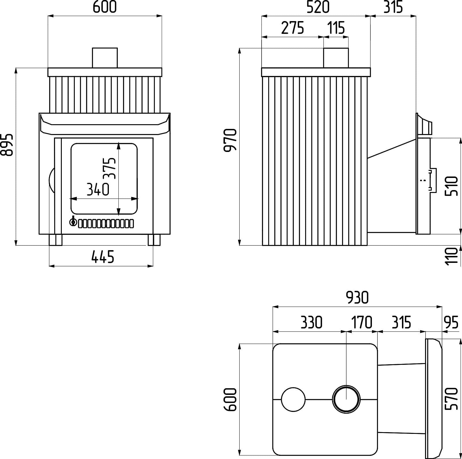 Дровяная печь для бани Ферингер Квадра