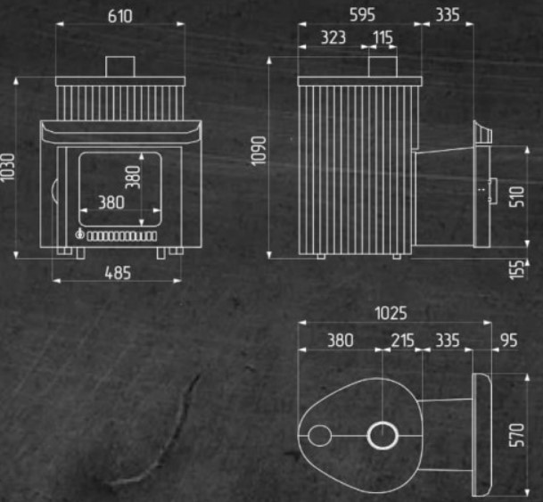 Дровяная печь для бани Ферингер Оптима серии ПФ до 28 м³ Россо Леванте Окаменевшее дерево