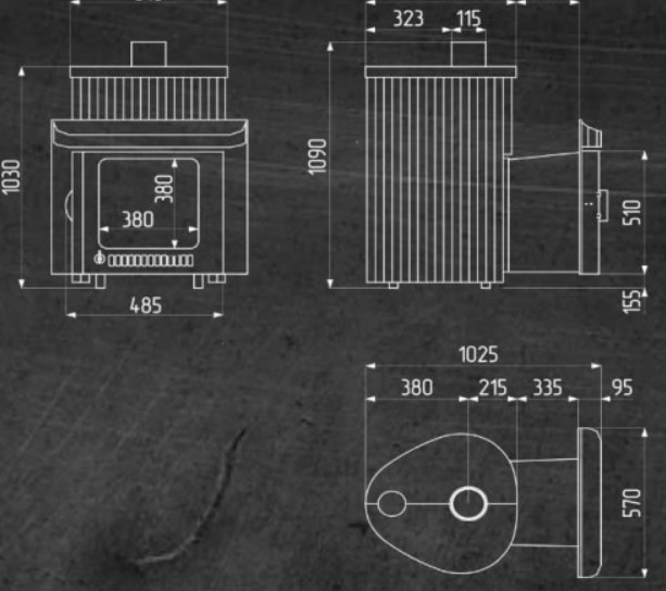 Дровяная печь для бани Ферингер Оптима серии ПФ до 28 м³ Россо Леванте Окаменевшее дерево