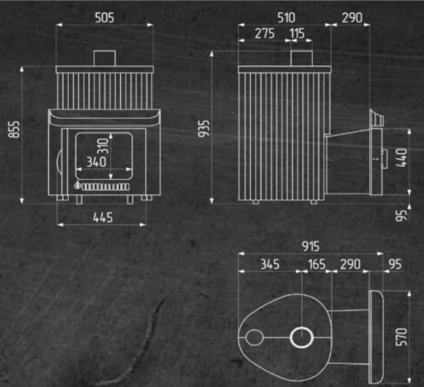 Дровяная печь для бани Ферингер Оптима серии ПФ до 28 м³ Россо Леванте Окаменевшее дерево