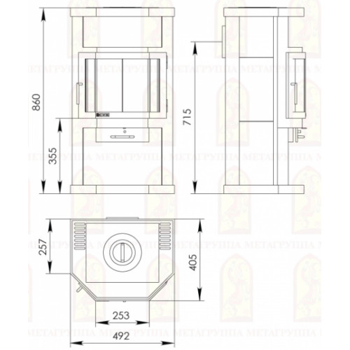 Печь-камин “Ока с плитой”