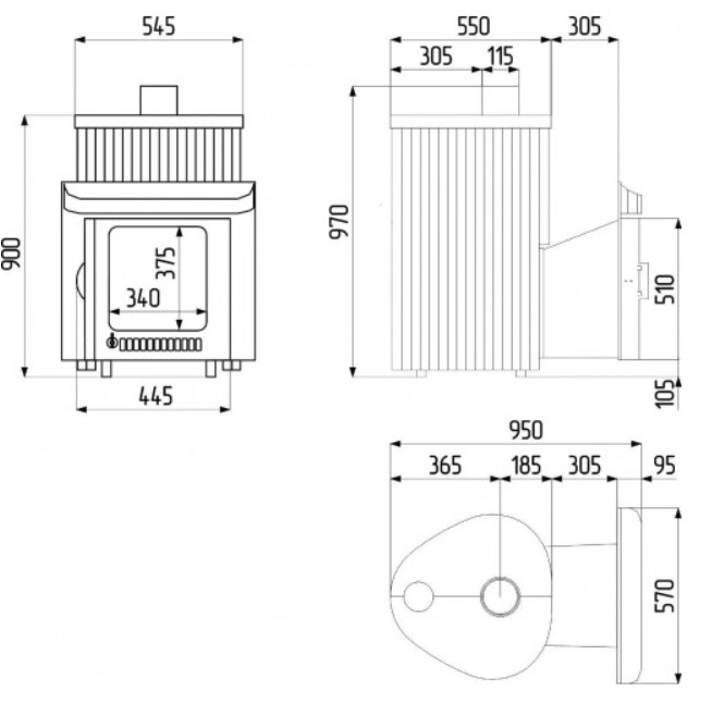 Дровяная печь для бани Ферингер Оптима жадеит наборный ПФ до 25 м³