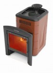 Печь для бани Гейзер 2014 Inox Витра ЗК ТО терракота