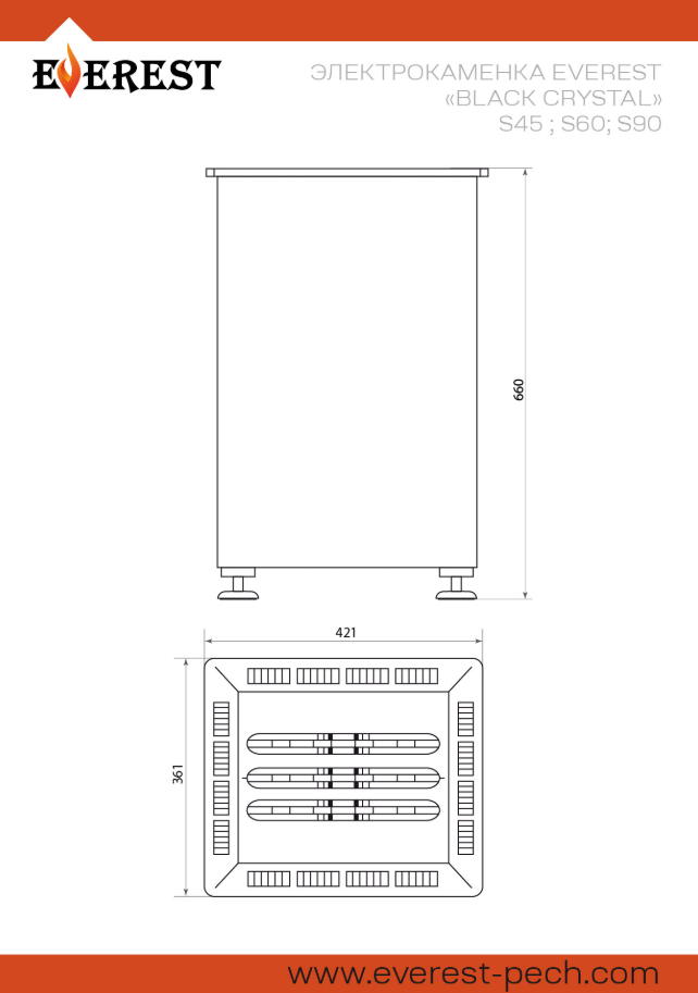 Электрокаменка EVEREST «BLACK CRYSTAL» S90