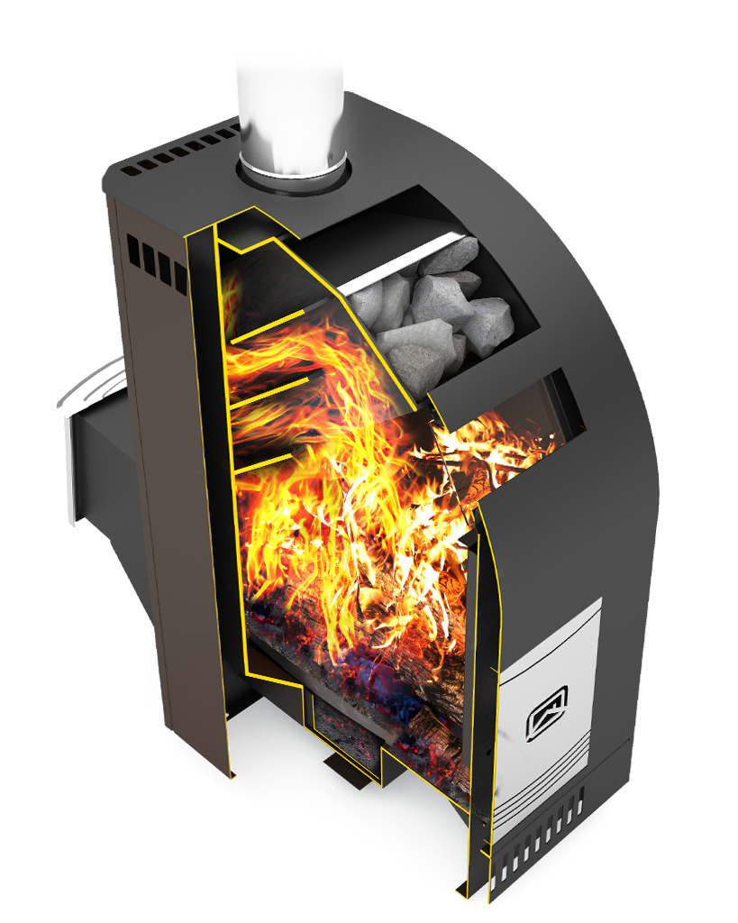 Разрез печь для бани Теплодар Лагуна