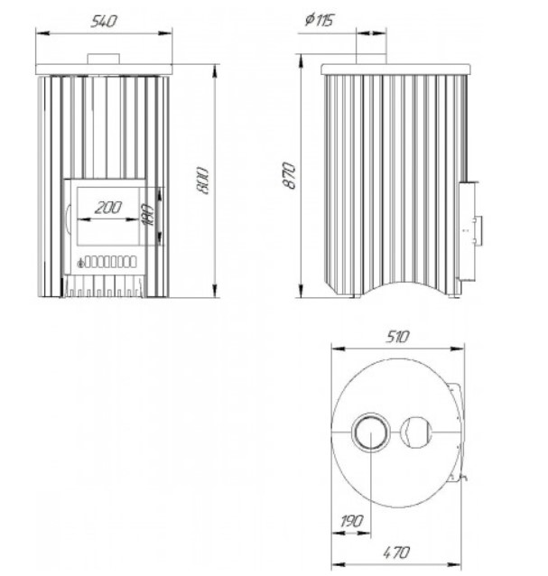 Дровяная печь для бани Ферингер Уют-18 ПФ Змеевик+