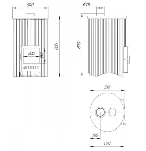 Дровяная печь для бани Ферингер Уют-18 ПФ Змеевик+Россо Леванте ПФ до 18 м³